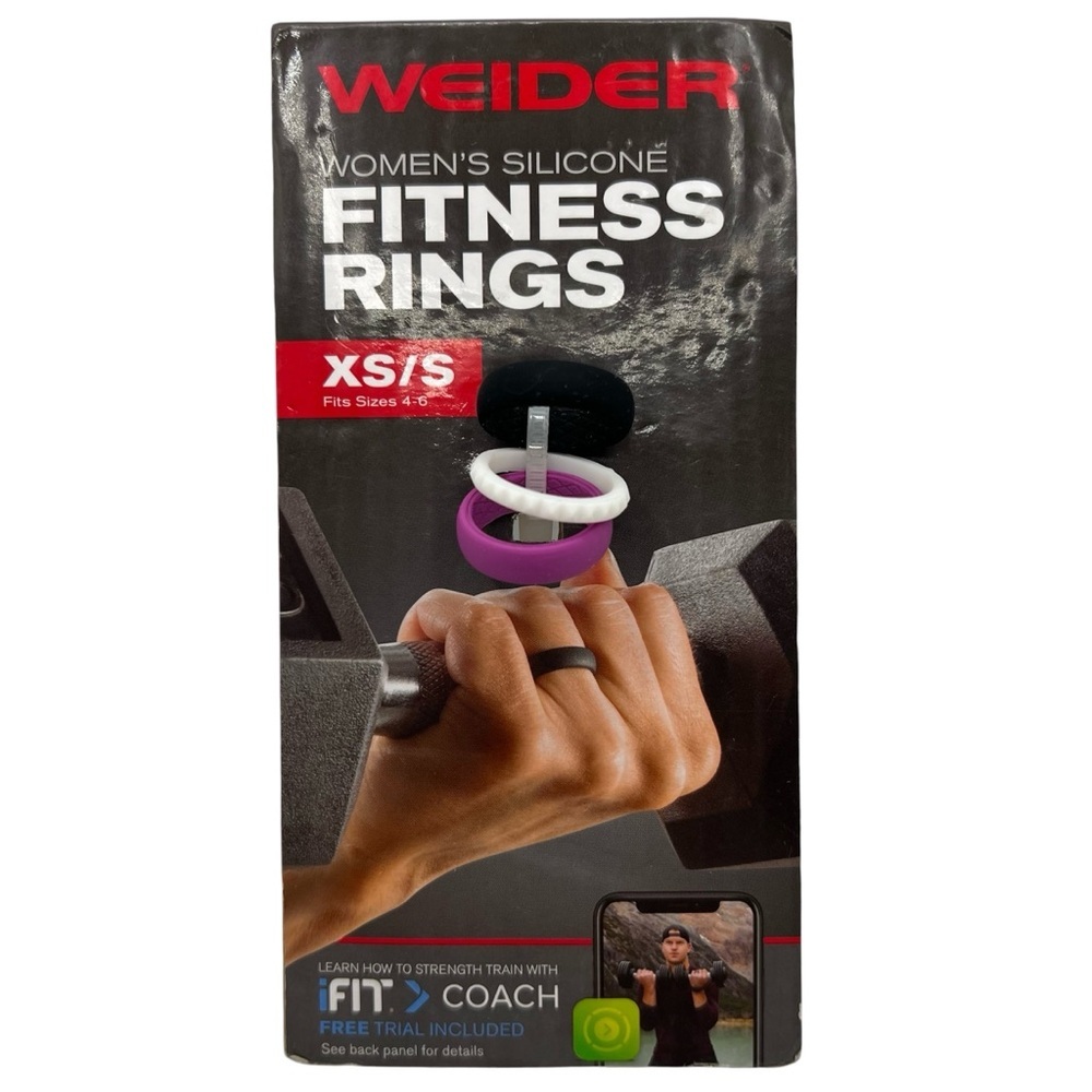 Weider Women’s Silicone Fitness Rings Set of 3 Black Purple White Size XS/S